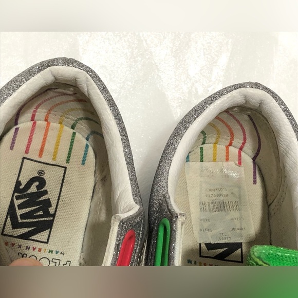 Vans Silver Red Sneakers with Rainbow Elastic Bands - Picture 8 of 10